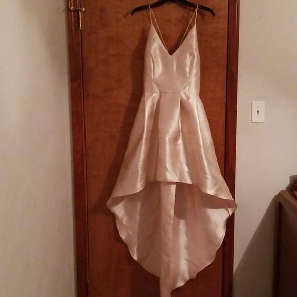 High-low pale pink & silver dress w/pockets - Picture 6 of 8